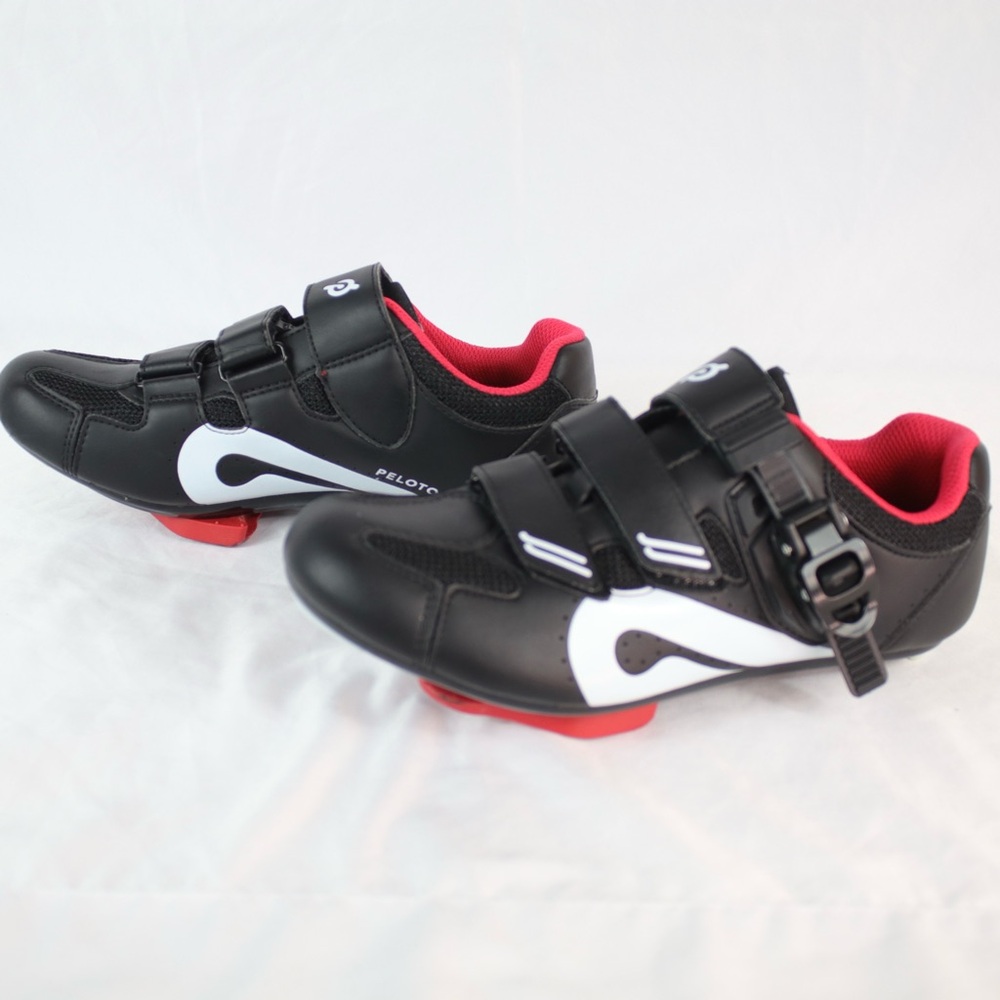 Peloton Black, Red & White Cycling Shoes Size W7